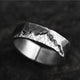 Alpine Ridge Hand-Carved 999 Fine Silver Ring - Macro Peak Relief