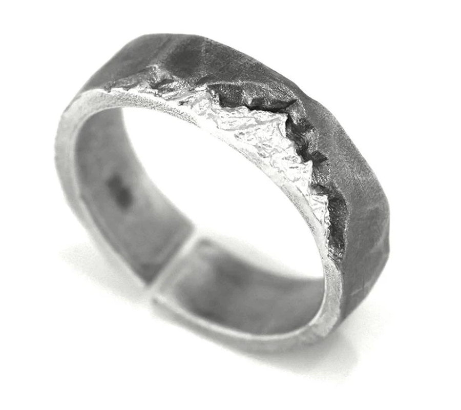 Alpine Ridge Silver Band - 45 Degree Angle and Open Cuff Profile
