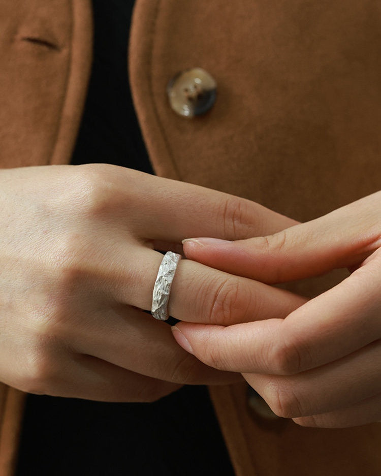 Kailash Ridge Band worn on a hand — men's wide band
