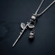 925 Silver Gothic Rose & Skull Necklace - hero on slate