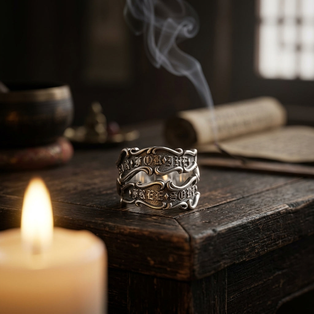 925 Silver Open-Band Ring - altar smoke scene