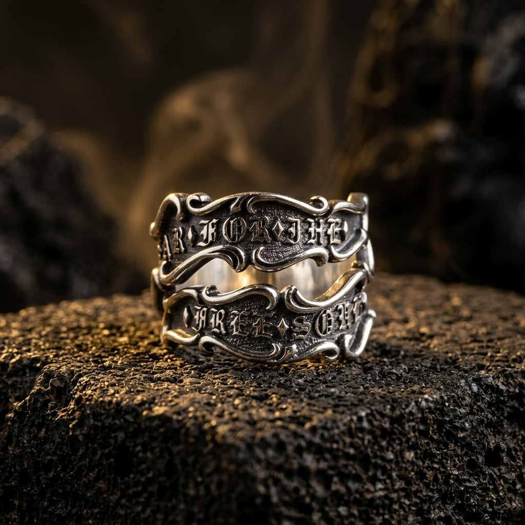 925 Silver Open-Band Ring - hero on volcanic stone